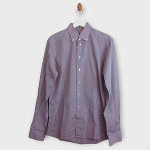 Eton Shirt Men Slim Fit 16/41 Blue Red Check Casual Preppy Office Button Down